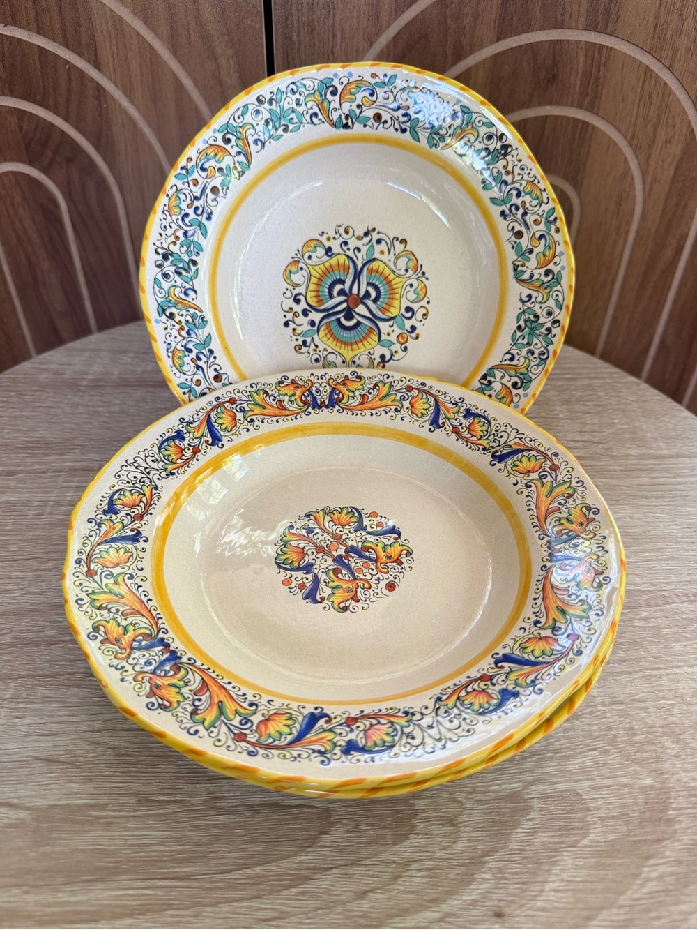 Meridiana Ceramiche Italy Hand-Painted Ceramic Pasta Bowls - 8.5”
